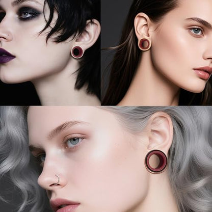 DOEARKO 6PCS Heart Shape Ear Tunnels Plugs Stainless Steel Hollow Double Flared Ear Gauges Tunnels Stretcher Body Piercing Earring Jewelry for Women Men 8mm-19mm - color: 3P-MR, size: 10 mm