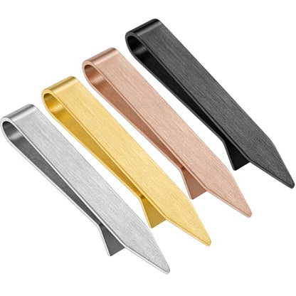 HAWSON Gold Silver Black Rose Gold Tie Clips for Men, Skinny Bars Pins Tacks Set 2.2 Inch for Necktie Suit Accessories - style: 4-Pack Multi-Color Set