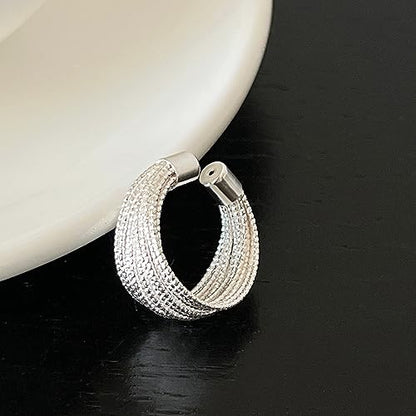 925 Sterling Silver Wide Band Ring Simple Handmade Hammered Chunky Statement Rings Adjustable Boho Thumb Ring for Women Men - color: Pattern 2