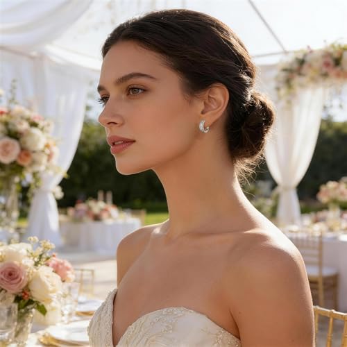 D-Color VVS1 Moissanite Hoop Earrings for Women 925 Sterling Silver Earrings Emerald Cut Pave - style: 925 Sterling Silver-Emerald Moissanite 2