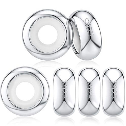 DALARAN Stopper Beads for Bracelets 925 Sterling Silver Clip Spacer Charm Bracelet Stoppers - style: 6Pcs Sliver Charm Stoppers