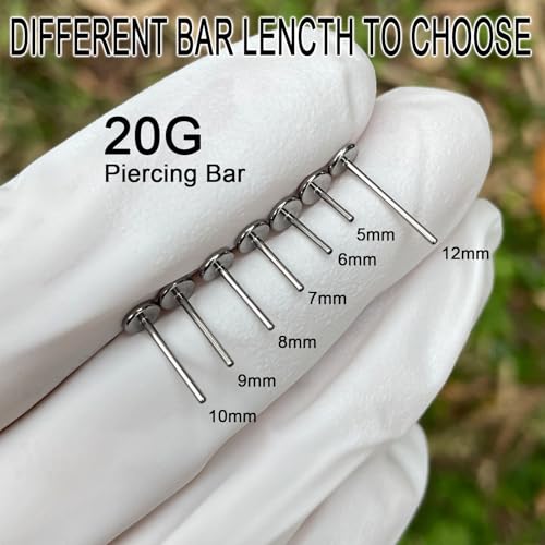 Threadless Bar G23 Titanium 20G 16G 18G Replacement Post Bar Flat Back Stud Earrings for Helix Cartilage Lobe Medusa Labret Nose Tragus Conch Piercing Jewelry - size: 20g 5mm, style: Disc 4mm,2Pcs Threadless Bars