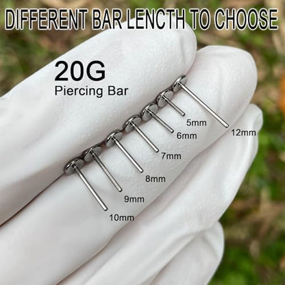 Threadless Bar G23 Titanium 20G 16G 18G Replacement Post Bar Flat Back Stud Earrings for Helix Cartilage Lobe Medusa Labret Nose Tragus Conch Piercing Jewelry - size: 20g 5mm, style: Disc 4mm,2Pcs Threadless Bars