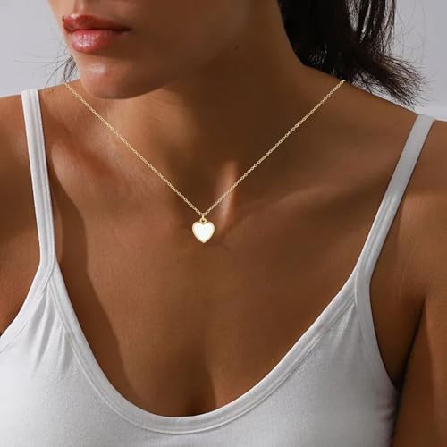 18K Gold Plated, Pt Plated Chain Necklace with Knot, Butterfly, Heart Pendant for Women, Delicate Minimalist Jewelry, 18-20 Inches - color: 10mm Red Heart