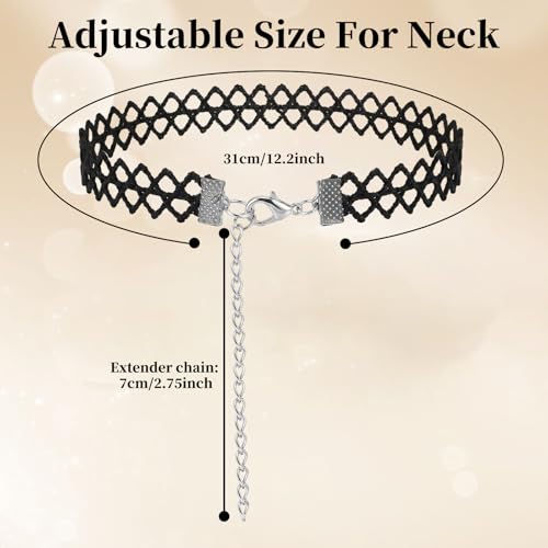 22 Pcs Velvet Choker Necklaces for Women Adjustable Black Choker Necklaces Set Classic Gothic Tattoo Lace Chokers for Christmas Party Cosplay Birthday Gifts
