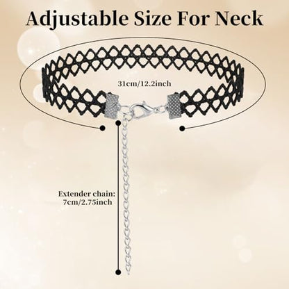 22 Pcs Velvet Choker Necklaces for Women Adjustable Black Choker Necklaces Set Classic Gothic Tattoo Lace Chokers for Christmas Party Cosplay Birthday Gifts