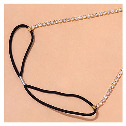 Rhinestone Leg Chain Thigh Chain Elasticity Crystal Body Accessories Jewelry for Women - color: Gold