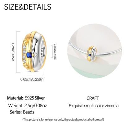 Charm for Bracelets and Necklaces Heart Cat Flower Boy 925 Sterling Silver Bead Birthday Jewelry Gift for Women - color: Gold Clip Charm