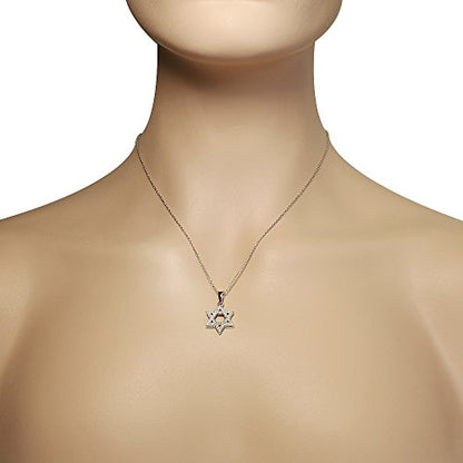 My Daily Styles 925 Sterling Silver Jewish Star of David White CZ Pendant Necklace - color: White