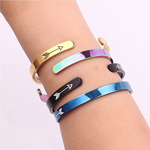 Inspirational Open Bracelet Cuff for Women Men Engraved Keep Fucking Going Bracelet Bangle Stainless Steel Arrow Bracelet Fashion Wristband Jewelry - color: H:Rose Gold/Best Bitches