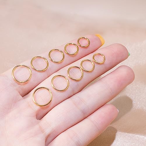 Small Gold Hoop Earrings, Lightweight 14K Gold Plated Huggie Hoop Earrings for Cartilage Helix Tragus, Hypoallergenic Earrings for Women Men, Tiny Thin Hoops Surgical Steel Endless Hoops Earrings 6-10 mm - color: 6/7/8/9/10mm Hoop Gold-18g