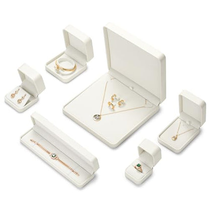 Oirlv Luxury Leather Earring Case Jewelry Box for Earrings Premium Jewelry Gift Box (Creamy-White) - color: Creamy-white, size: Earring Box