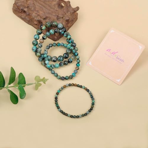 AD Beads Handmade Gemstone Stretch Elastic Bracelet Crystal Healing Reiki Nature's Beauty and Spiritual Essence Unisex (8mm, African Turquoise (Spiritual Growth)) - color: African Turquoise (Spiritual Growth), size: 8mm