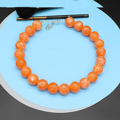 JNF Chunky Beaded Necklaces Women Large Big Ball Bead Choker Necklace Bold Statement Beads jewelry Gift - color: gemstone neckalce Orange