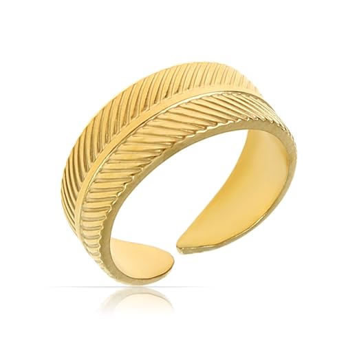 Made by Nami Stainless Steel Gold Adjustable Rings for Women Stackable Chunky Gold Rings for Women - color: Boho