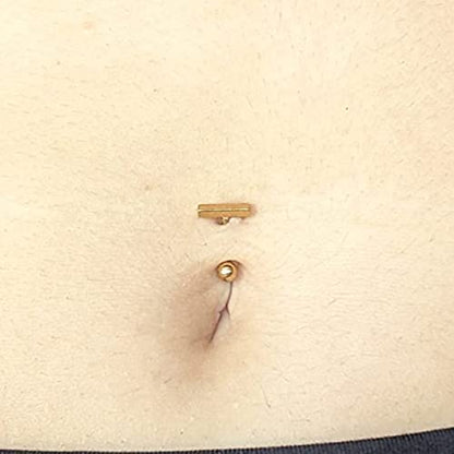 QWALIT Belly Rings - Short Bar Belly Button Rings in Surgical Steel with Opal Stones - 6mm & 10mm - color: B12-8P short-Gold