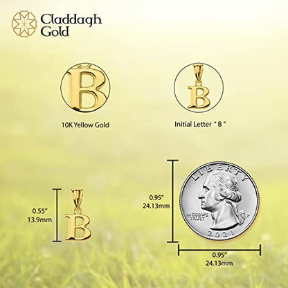 10K Yellow Gold Fine Mini Dangling Initial A-Z Charm 1/2" Pendant - Choice of Initial Letter - style: Letter B Initial Charm