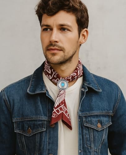 PEARLY JUN 4Pcs Western Bandana Scarf Ring Neckerchief Slide Buckle for Men Women Silk Scarves Cowboy Accessories - color: Silver C