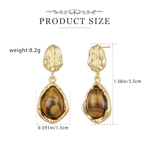 Dr's gift Chunky Leopard Print Earrings for Women 14K Gold Plated Statement Huggie Hoop Earrings Brown Acrylic Tortoise Resin Cheetah Trendy Jewelry - color: Brown 3