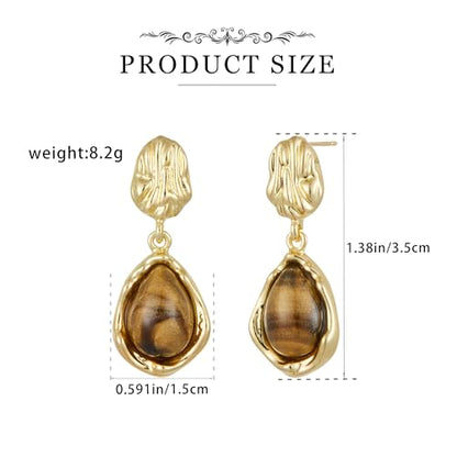 Dr's gift Chunky Leopard Print Earrings for Women 14K Gold Plated Statement Huggie Hoop Earrings Brown Acrylic Tortoise Resin Cheetah Trendy Jewelry - color: Brown 3
