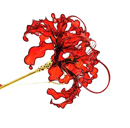 Handmade Lycoris Radiata Flower Hairpin,Kanzashi Hair Stick for Kimono Hair Accessories, Cosplay Decor Ornament Women Girl Jewellery 1pc