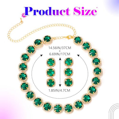 Sixexey Rhinestone Crystal Jewelry Set Green Jewelry for Women | Bridal Wedding Prom Jewelry Accessories for Women