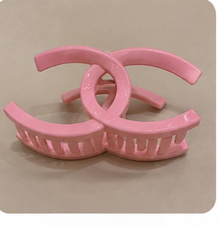 Designer Logo Hair Claw Clips,disponible color, Pink, White,Black,Brown,Beige Large Size