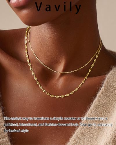 Link Gold Chain 14K Gold Plated Trendy Rope Paperclip Thick Chain Necklace Minimalist Layered Gold Chain Choker Necklaces for Women - style: Layered Link Chain