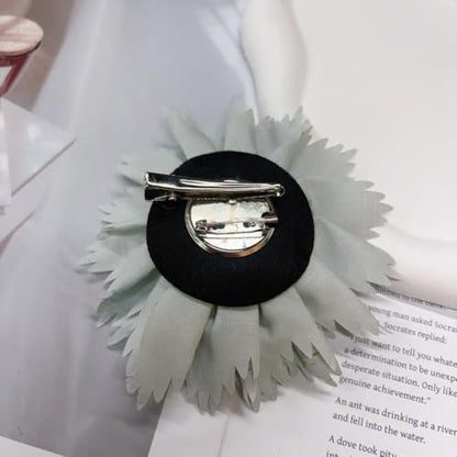 12cm Holiday Handmade Fabric Flower Brooch Pin for Women Girls Fashion Gold Thread Stripes Peony Brooches Lapel Hair Pins Dainty Anniversary Wedding Festival Dress Accessories Gift - color: Reseda