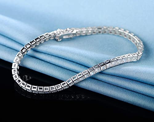 14K White Gold Plated 3.0mm Bracelet Classic Hypoallergenic Cubic Zirconia Tennis Bracelet for Women 6.0-8.5 Inch - size: 6 inch