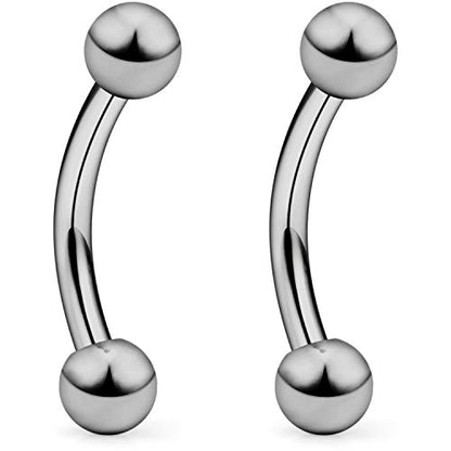 SCERRING 2-8PCS 16G G23 Titanium Curved Eyebrow Barbell Tragus Helix Ear Belly Lip Nipple Tongue Ring Body Piercing Jewelry 6-16mm - style: 2PCS - 6mm