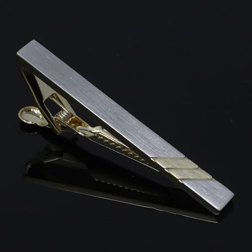 Classic Silver And Gold Bi-tone Plating Tie Clips With Gift Box Men Fashion Tie bar - style: Stripe
