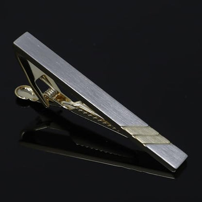 Classic Silver And Gold Bi-tone Plating Tie Clips With Gift Box Men Fashion Tie bar - style: Stripe