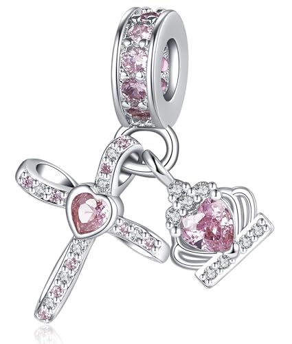 Silver Cross Birthstones Charm Fit for Pandora Charms Bracelet Crown Dangle Charms Beads Birthday Jewelry Gifts for Women - style: October
