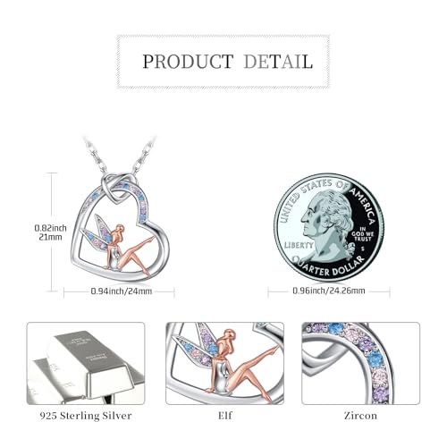 Fairy Gift Necklace/Earrings for Women 925 Sterling Silver Angel Elf Jewelry Gifts for Daughter - color: Necklace-A