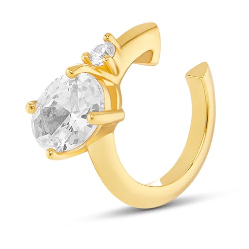 MILLA Ear Cuffs Non Piercing, Birthstone Jewelry, 14K Gold Plated over 925 Sterling Silver Half Hoop Dainty Earrings for Women Trendy with CZ Stones, Lightweight and Hypoallergenic - color: 04 April - Diamond