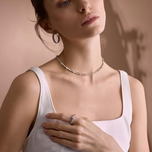 Handmade in Italy Necklace S925 Silver Twist Choker-Necklaces Minimalist Coil Craft Jewelry Mother's Day Christmas Gift for Women - color: 05
