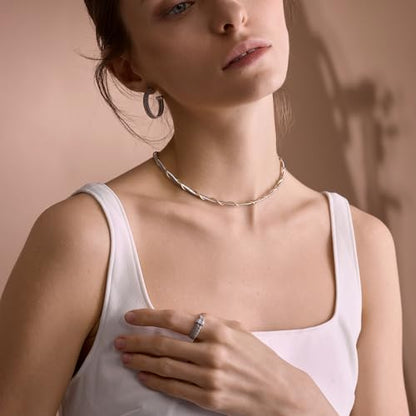 Handmade in Italy Necklace S925 Silver Twist Choker-Necklaces Minimalist Coil Craft Jewelry Mother's Day Christmas Gift for Women - color: 05