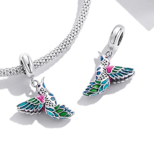 Hummingbird Charms For Bracelets 925 Sterling Silver Animal Dangle & Beads Butterfly Cat Beads Charms For Women Jewelry Gift - color: Silver Hummingbird