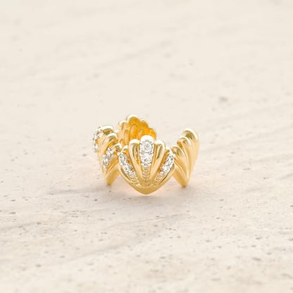 MYEARS Women Ear Cuff Earrings Gold Non Pierced Cartilage Clip on Open Wrap Hoop 14K Gold Plated Simple Hypoallergenic Everyday Jewelry - style: Clam Shell