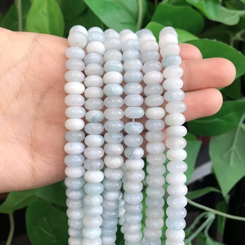 Songxi 5x8mm Natural Aquamarine Stone Rondelle Beads, 75PCS Spacer Round Loose Abacus Beads for Jewelry Making, Gemstone for Bracelet Necklace Earrings, Arts and Crafts - color: Aquamarine