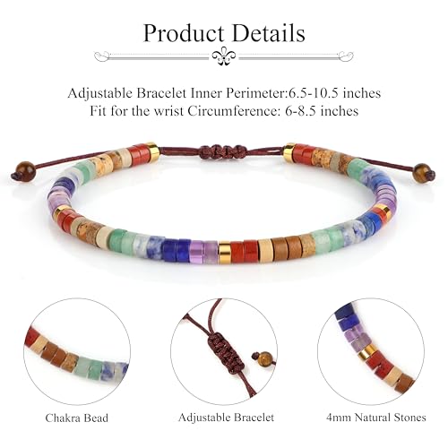 JoycuFF Inspirational Gifts for Women Get Well Soon Thinking of you Gift for Women Healing Natural Stone Bracelets - style: 7 Chakras