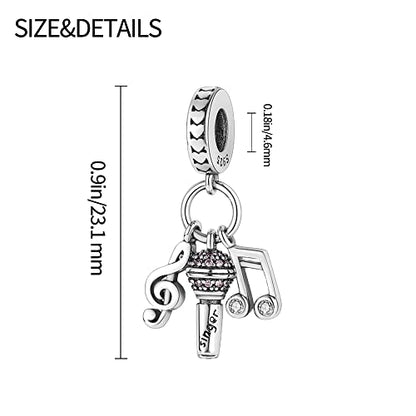 Pandach 925 Sterling Silver Charms for Bracelet&Necklace Dangle Pendant Bead with 5A Cubic Zirconia Stones,Jewelry Beads Gifts for Women - style: A-Music 3-Piece Charms