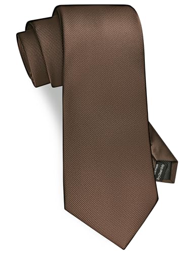 GUSLESON Classic New 3.15"（8cm） Men's Solid Color Necktie Wedding Business Tie + Gift Box - color: Dark Brown