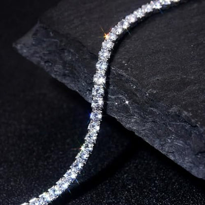 Rhinestone Necklace Bracelet Jewelry Set for Women Sparkly Crystal Cubic Zirconia Chain Choker Necklace Brides Bridesmaid Prom Costume Accessorie - color: Silver
