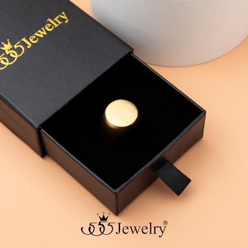 555Jewelry Stainless Steel Solid Plain High Polish Round Signet Ring for Men - color: Gold Matt