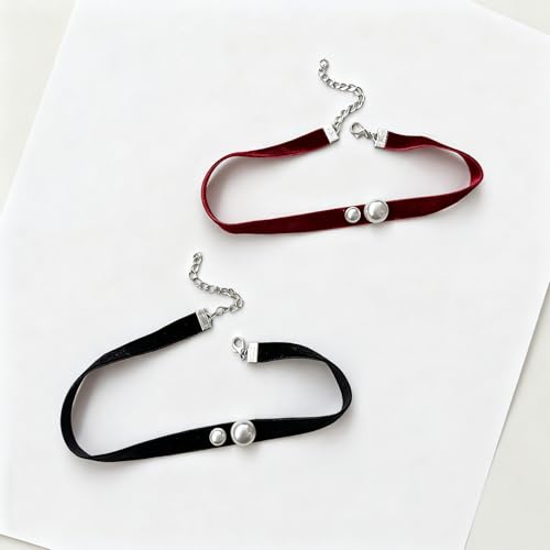 Bow Necklace for Women Dainty Velvet Ribbon Choker Necklaces Red Black Bow Choker Pearl Bell Heart Pendant Necklace Winter Holiday Necklace Cute Bow Knot Necklace for Christmas New Year Gifts - color: Black choker