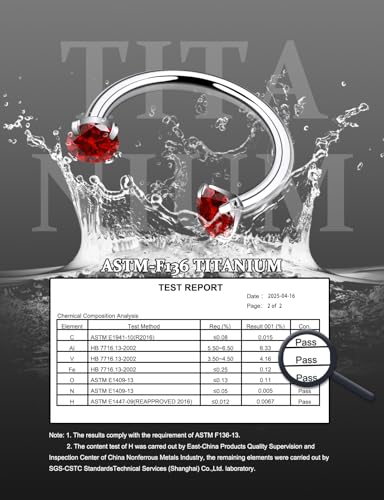 16G F136 Titanium Internal Thread Horseshoe Septum Nose Ring Piercing Jewelry Circular Barbell Helix Snug Tragus Rook Daith Cartilage Earring Lip Ring Piercing Jewelry for Women Men 8MM 10MM - style: 16G, 8MM Length, Red CZ