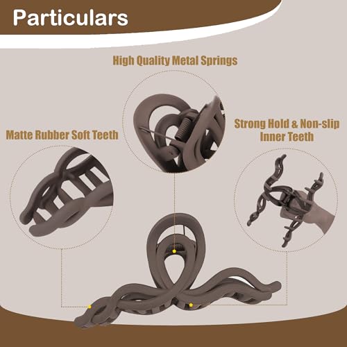 Large Wave Claw Clips for Thick Hair, 5-Pack 5.5“ Non-Slip Matte Hair Clips for Women, Big Hair Clips for Thick Hair (Ombré) - color: Ombré
