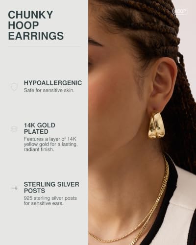 PAVOI 14K Gold Plated Multi Huggie Hoop Earrings for Women - 925 Sterling Silver Posts Triple Split Hoop Gold Earrings for Women - Trendy Fashion Jewelry - style: Chunky